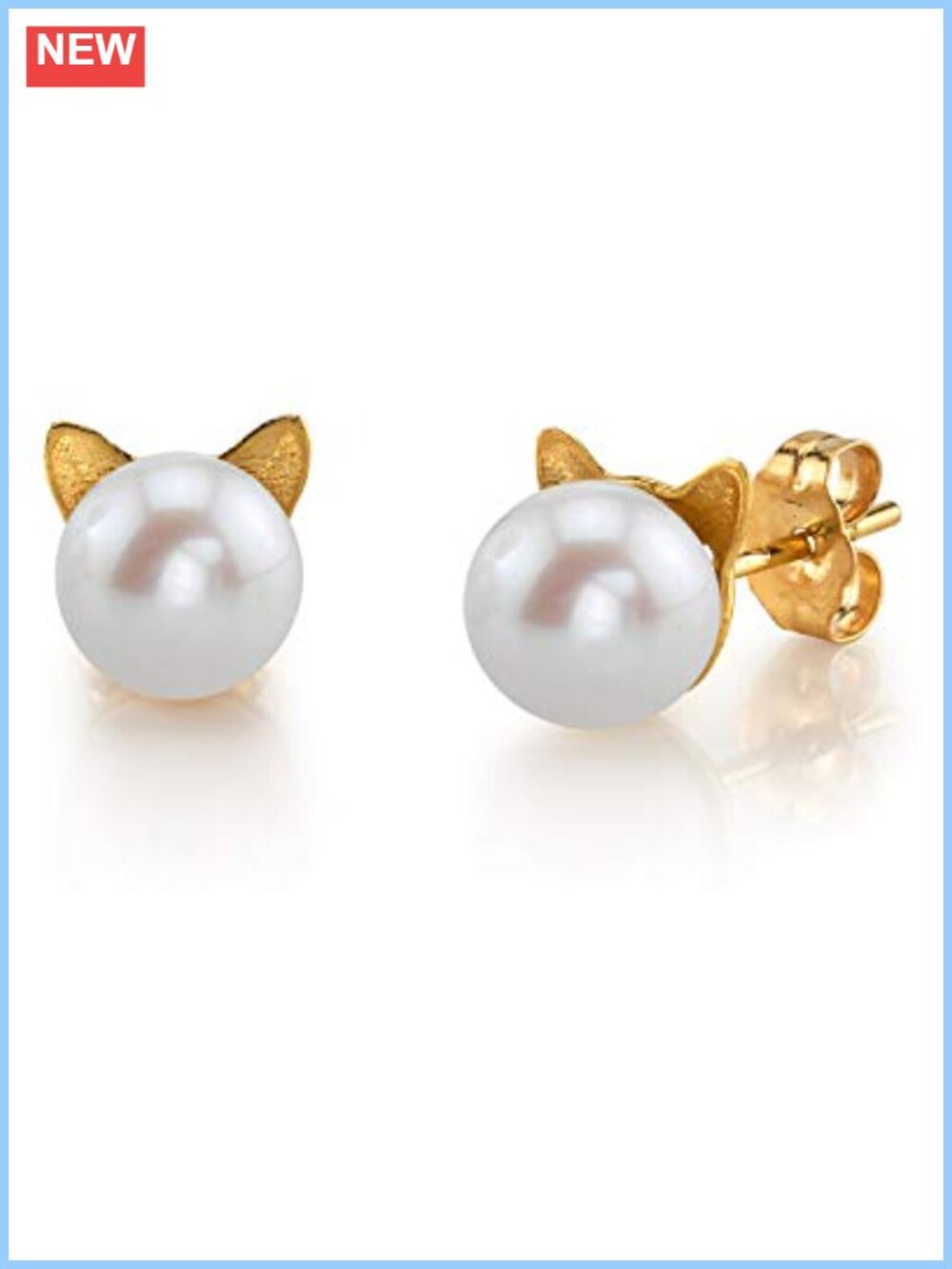 Real Freshwater Pearl Yellow Gold Earrings Hypoallergenic Push Back